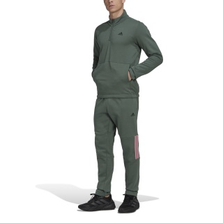 adidas Trainingsanzug 1/4 Zip Fleece Anzug graugrün Herren